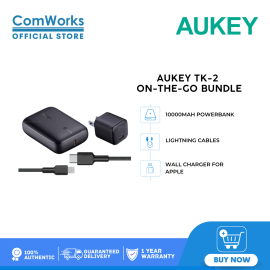 AUKEY TK-2 ON-THE-GO BUNDLE 10000mAh Powerbank, Lightning Cable, Wall Charger