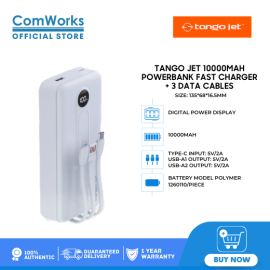 Tango Jet 10000mAh Powerbank Fast Charger + 3 Data Cables